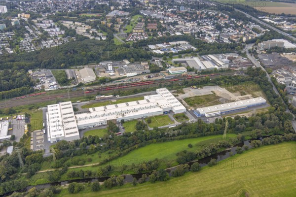 Aerial view, factory premises CD Wälzholz in the industrial area Lennetal in the district Boele in