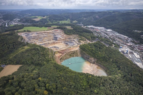 Aerial view, Steltenberg quarry in the Oege district of Hohenlimburg in Hagen, Ruhr area, North