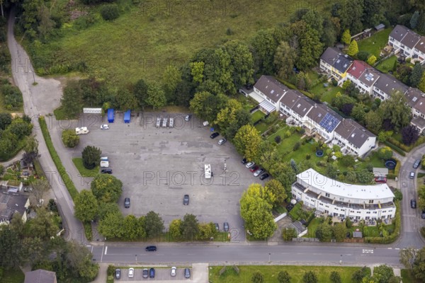 Aerial view, market place Emst at the Karl-Ernst-Osthaus-Straße in the district Emst in Hagen, Ruhr