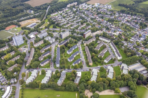Aerial view, housing estate, apartment buildings on Karl-Ernst-Osthaus-Straße and Am Großen Feld in