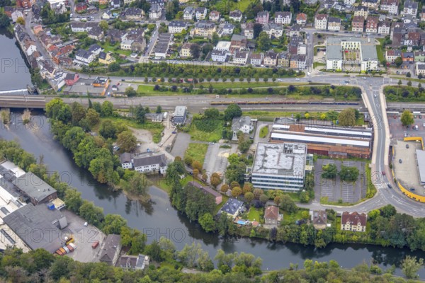 Aerial view, thyssenkrupp Hohenlimburg guest house in the Hohenlimburg district of Hagen, Ruhr