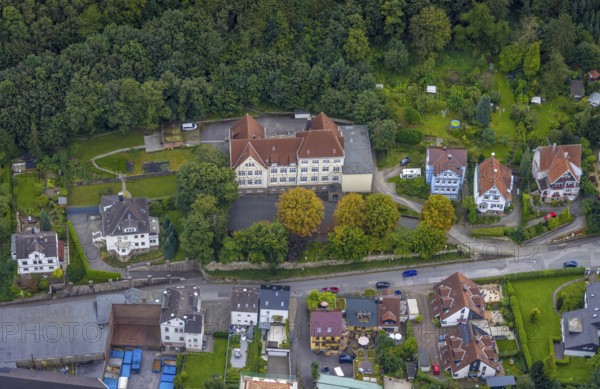 Aerial photo, Wesselbach Catholic Primary School in the Hohenlimburg district of Hagen, Ruhr area,