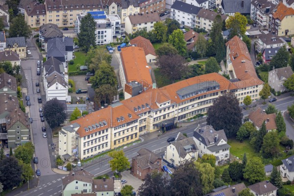 Aerial view, Protestant hospital in the Hohenlimburg district of Hagen, Ruhr area, North