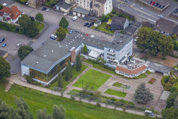 Aerial view, Richard-Römer-Lennebad in the district Hohenlimburg in Hagen, Ruhr area, North
