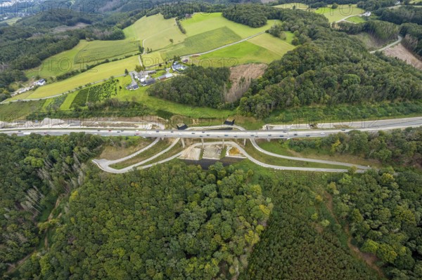 Aerial view, motorway A45 valley bridge Kattenohl in the district Eilpe in Hagen, Ruhr area, North