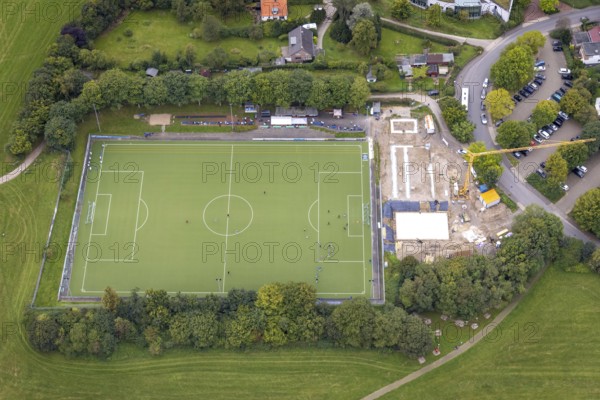 Aerial view, construction site at the sports ground Wörthstraße of TSV Fichte Hagen 1863 in the