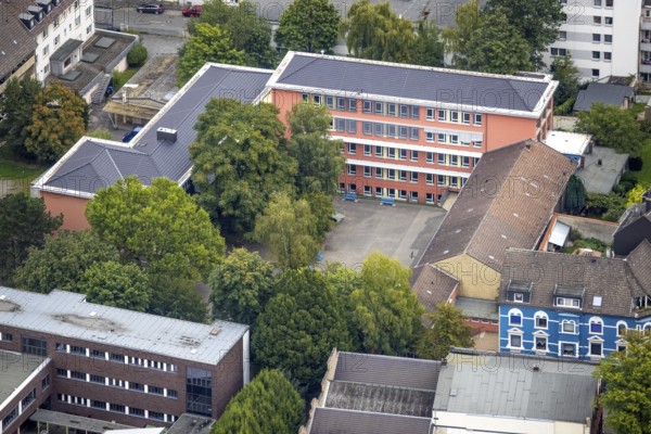 Aerial view, Realschule Haspe in the district Haspe in Hagen, Ruhr area, North Rhine-Westphalia,