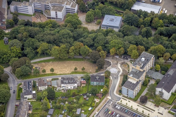 Aerial view, construction site at the former Büddinghardt car park at the Protestant hospital in