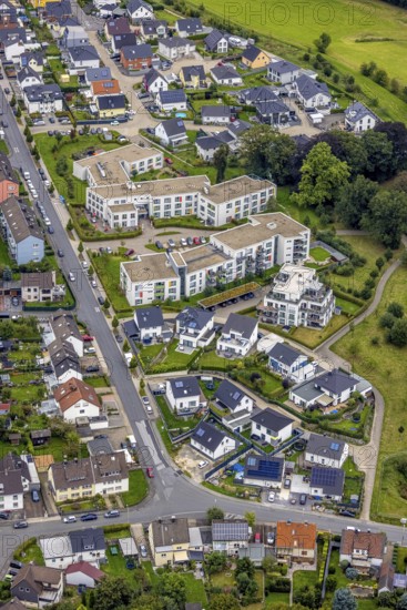 Aerial view, nursing home Harkorten in the district Haspe-West in Hagen, Ruhr area, North