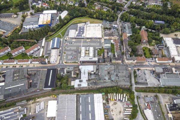 Aerial view, shopping centre and commercial area Enneper Straße as well as St. Konrad church and