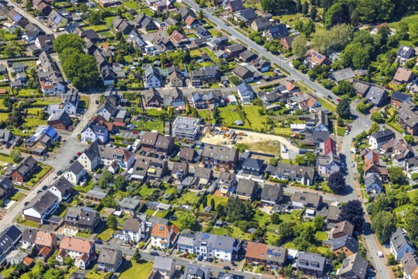 Aerial view, construction site and new building Auf der Heide / Akazienweg, Haltern-Stadt, Haltern