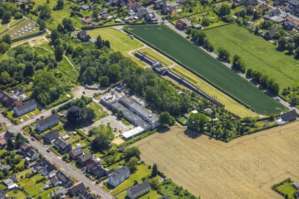 Aerial view, Roman camp Aliso, construction site extension Silverbergschule, Haltern-Stadt, Haltern