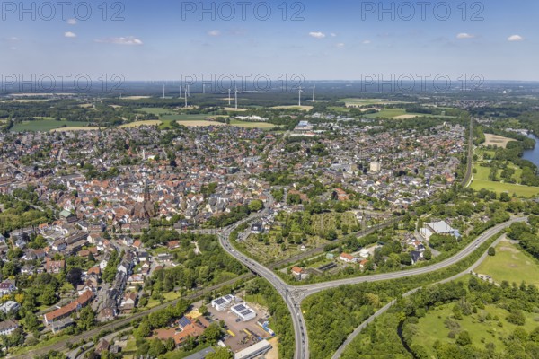 Aerial view, Old town with catholic St.Sixtus-Kirche, Altstadring, Haltern-Stadt, Haltern am See,