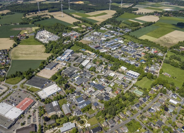Aerial view, commercial area Münsterknapp, Uphusen, Haltern am See, Ruhr area, North
