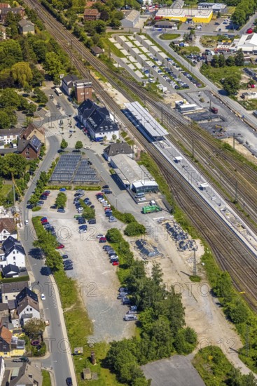 Aerial view, Haltern am See station, construction site and conversion, Haltern town, Haltern am