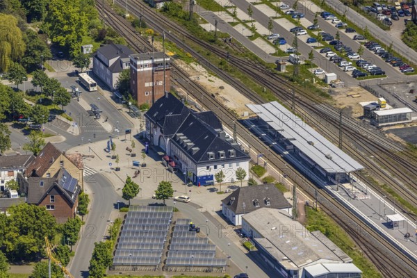 Aerial view, Haltern am See station, construction site and conversion, Haltern town, Haltern am
