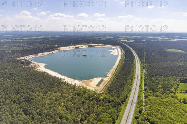Aerial view, Silbersee I with quartz sand extraction in the district of Lehmbraken, Lehmbraken,