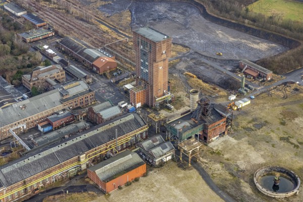 Aerial view with hammerhead tower at Ost Zeche Heinrich Robert colliery, CreativRevier in