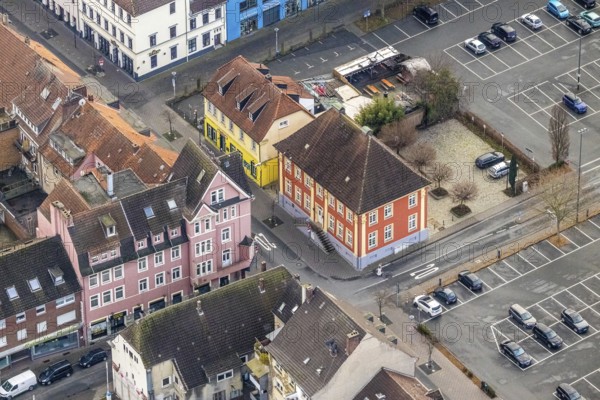 Aerial view Haus Vorschulze Südstraße corner Königstraße in Hamm, Ruhr area, North