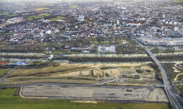 Aerial view construction area new water sports centre on Adenauerallee at Hammonense grammar school