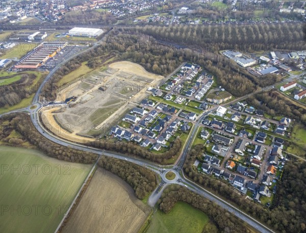 Construction area at Sachsenring with housing estate in the district of Heessen in Hamm, Ruhr area,