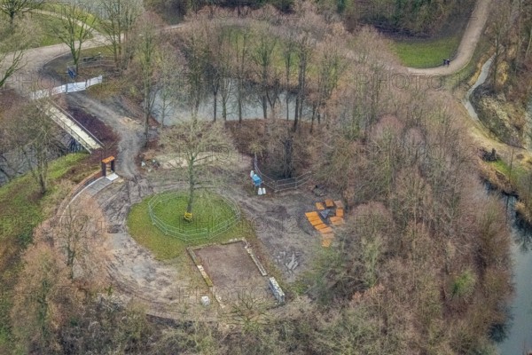 Aerial view Marker Burghügel in Hamm, Ruhr area, North Rhine-Westphalia, Germany, Burg, Burg Mark,