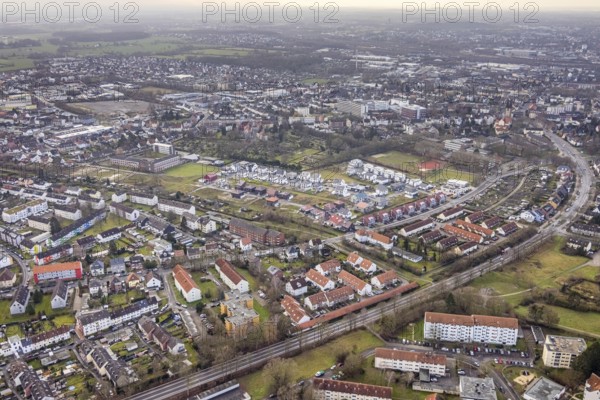 Aerial view new development area Am Beisenkamp between Beisenkamp-Gymnasium and Südenfriedhof in