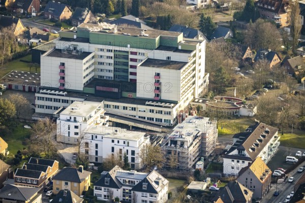 Aerial view St. Josef-Krankenhaus Hamm-Bockum-Hövel in Hamm, Ruhr area, North Rhine-Westphalia,