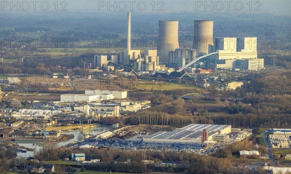Aerial view of the RWE Westfalen power plant in Uentrop in Hamm, Ruhr area, North Rhine-Westphalia,