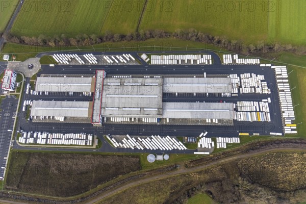 Aerial view DPD Hamm with DPD depot 0159 in Hamm, Ruhr area, North Rhine-Westphalia, Germany, DE,