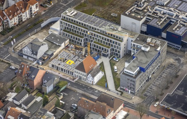 Aerial photo construction site Widumstraße with demolition for new WA office building,