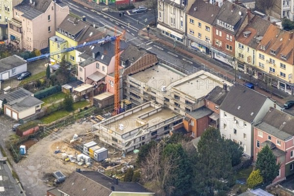 Aerial view construction site kindergarten Wilhelmstraße in Hamm, Ruhr area, North