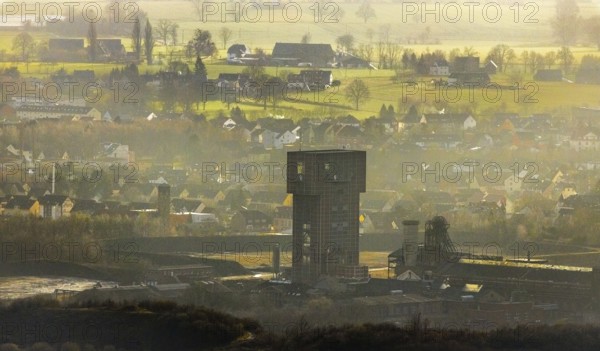 Aerial view with hammerhead tower in Ost Zeche Heinrich Robert colliery, CreativRevier in