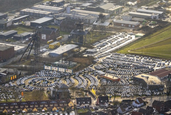 Aerial view Radbod cultural district, Radbod colliery shaft 1+2 An den Fördertürmen, Skoda Potthoff
