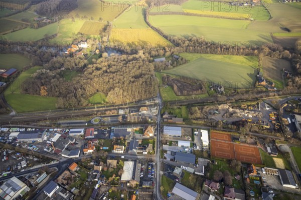 Aerial view Hamm-Bockum-Hövel railway station with surroundings in Hamm, Ruhr area, North