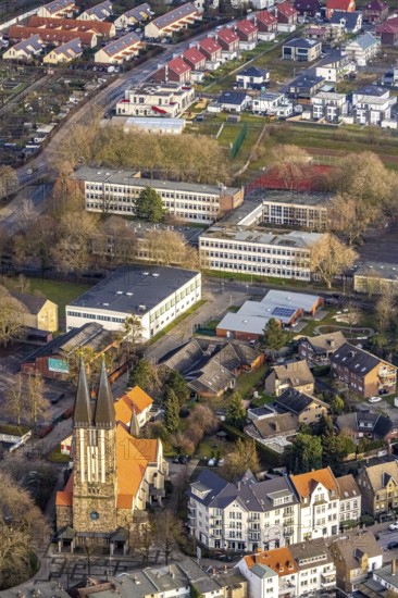 Aerial view Beisenkamp-Gymnasium und Pfarrei St. Franziskus von Assisi Church of Our Dear Lady in