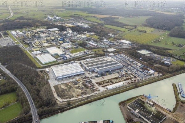 Aerial photo Goldbeck Betonelemente am Datteln-Hamm-Kanal and DuPont with DuBay Polymer GmbH in