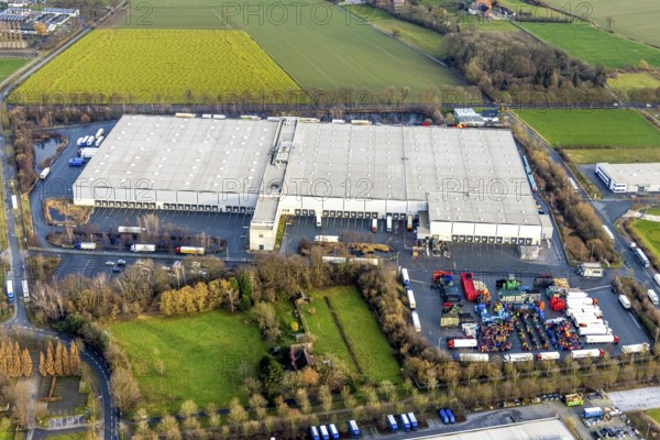 Aerial view southern extension of Rhynern industrial estate in Hamm, Ruhr area, North