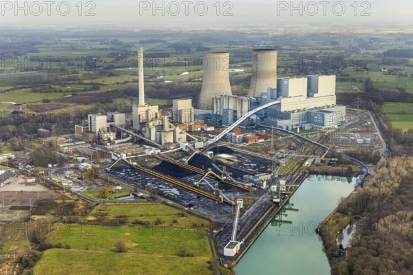 Aerial view of the RWE Westfalen power plant in Uentrop in Hamm, Ruhr area, North Rhine-Westphalia,