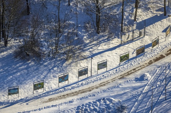 Aerial photo, Maximilian-Park, snow, winter, Uentrop, exhibition aerial photos Hans Blossey, Hamm,