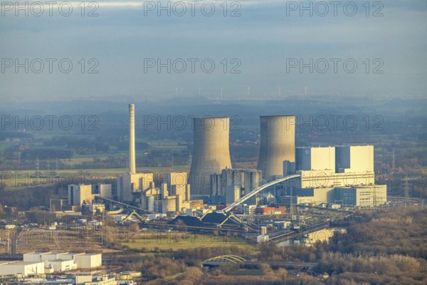 Aerial view of the RWE Westfalen power plant in Uentrop in Hamm, Ruhr area, North Rhine-Westphalia,