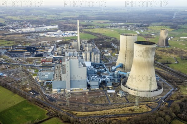 Aerial view of the RWE Westfalen power plant in Uentrop in Hamm, Ruhr area, North Rhine-Westphalia,