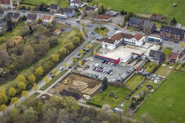 Aerial view, construction site next to Netto Markt Afyonring, Heessen, Hamm, Ruhr area, North
