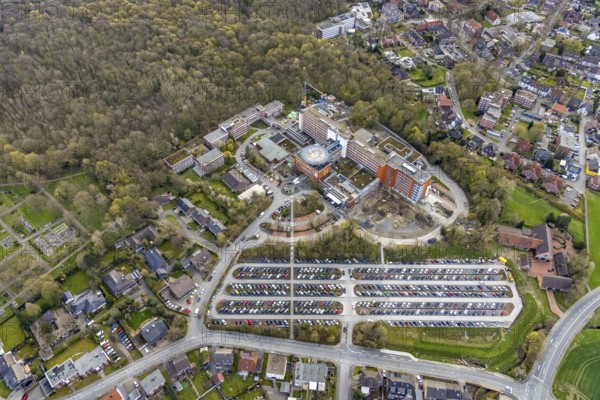 Aerial view, St. Barbara-Klinik in Heessen, Hamm, Ruhr area, North Rhine-Westphalia, Germany,