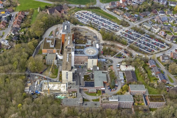 Aerial view, St. Barbara-Klinik in Heessen, Hamm, Ruhr area, North Rhine-Westphalia, Germany,