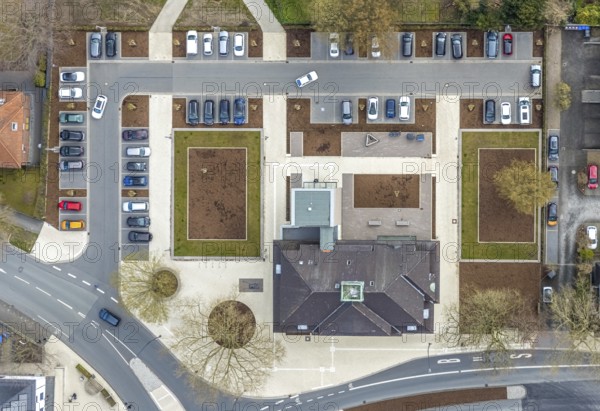 Aerial view, Bürgeramt Amtsstraße in Heessen, Hamm, Ruhr area, North Rhine-Westphalia, Germany, DE,
