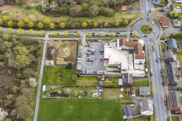 Aerial view, construction site next to Netto Markt Afyonring, Heessen, Hamm, Ruhr area, North