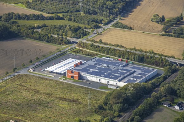 Aerial view Ulu Mosque in the district of Herringen in Hamm, Ruhr area, North Rhine-Westphalia,