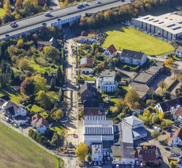 Aerial view, An der Windmühle with Hamm fire brigade - Rhynern operational area and subway of the