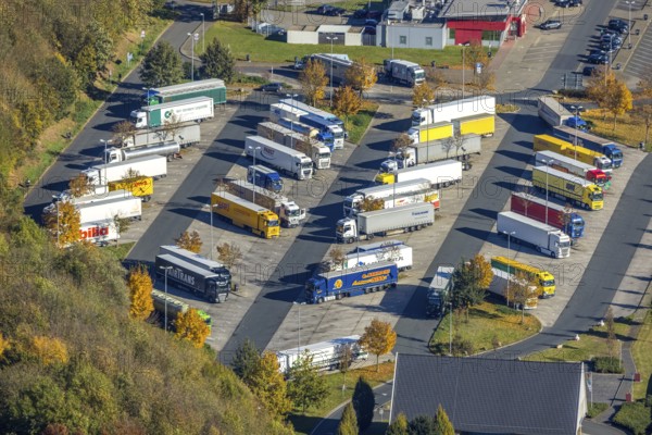 Aerial photo, Rhynern service area on the A2 motorway in the Rhynern district of Hamm, Ruhr area,